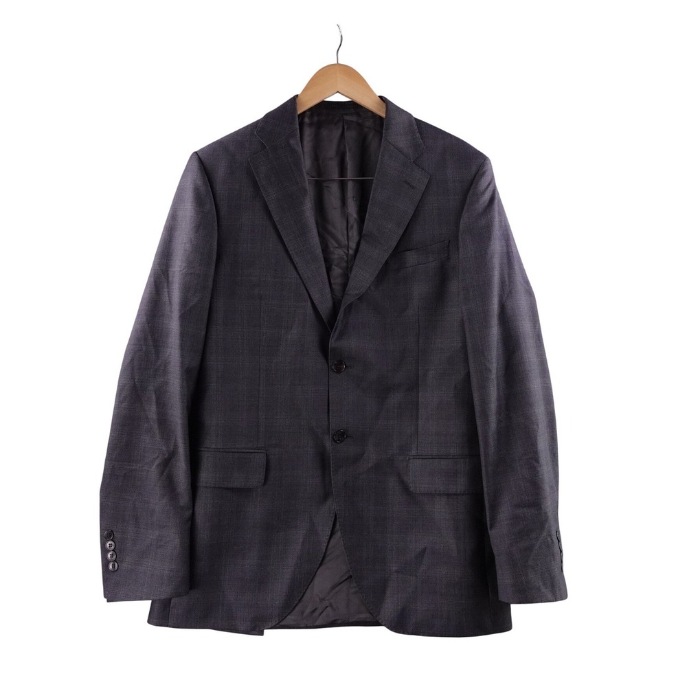 Ermenegildo Zegna Luigi Bianchi Men 50L Charcoal Plaid Wool Blazer Made in Italy